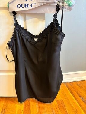 superdown Black Lace Trim Slip Dress